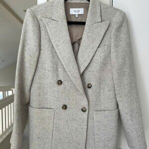 Reiss Oatmeal Drew Textured Double Breasted Blazer Size US-4, UK-8
